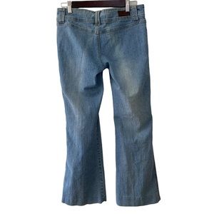 Vtg Bongo Y2K Women Flared Low Rise Blue Jeans Size 7 Rave Festival Medium Wash